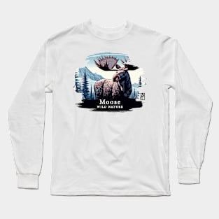 Moose- WILD NATURE - MOSE -4 Long Sleeve T-Shirt